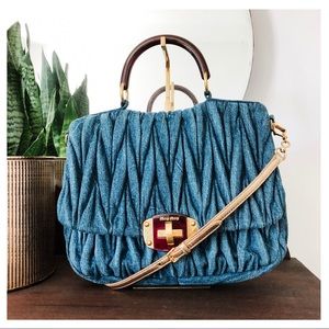 Miu Miu Matelasse Denim Handbag